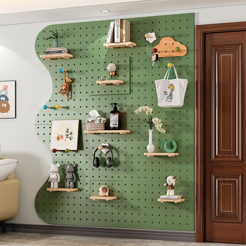 定制洞洞板入户门口玄关隔板实木收纳层架置物架墙上置物架挂板装