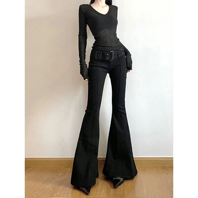 低腰纯色显瘦喇叭 裤Low waisted solid color bell bottom pants