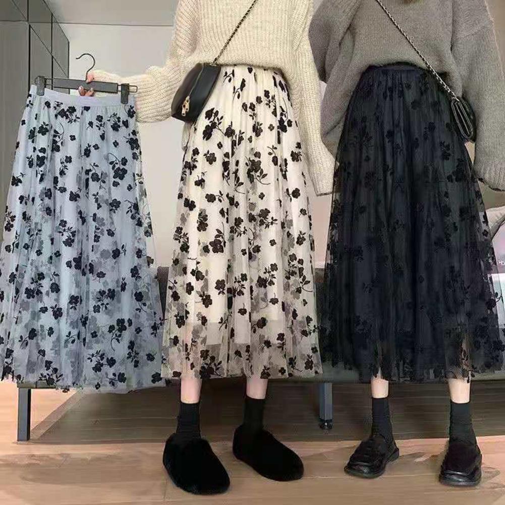 Versatile high waist slim A-line tulle skirt 百搭高腰A字纱裙