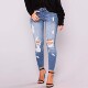 leggings高腰弹力破洞女裤 High perforated jeans waist stretch