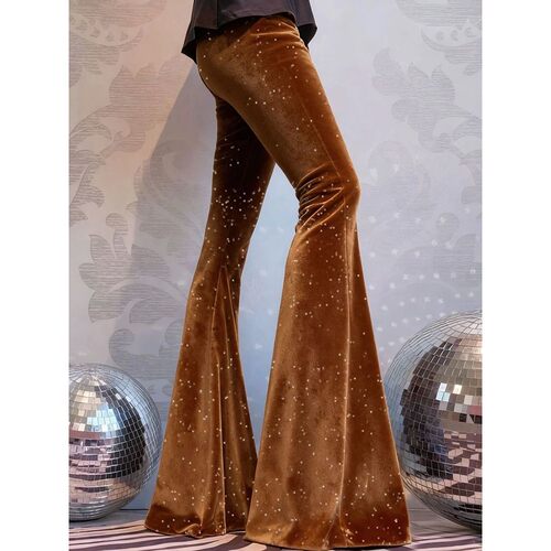 高腰显瘦闪银喇叭裤High waisted slimming silver flared pants