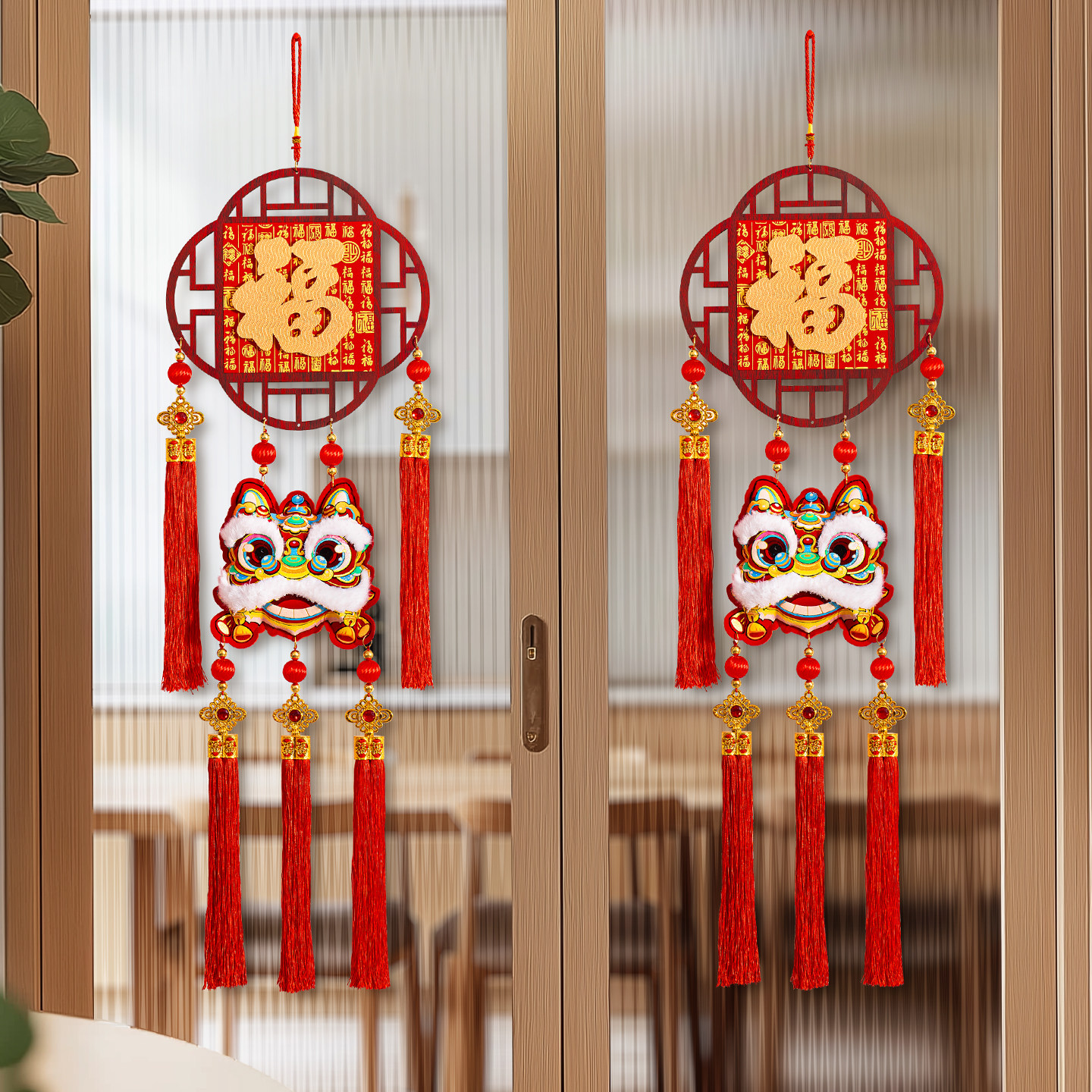 红色狮子中国结福字2026新款挂件客厅高档玄关装饰入户门挂饰新年