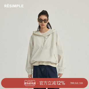 RESIMPLE簡單點(diǎn)基礎(chǔ)款 0373 寬松連帽外套男百搭高級感夾克女春季