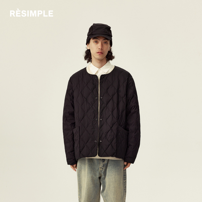 RESIMPLE简单点羽绒服男士圆领薄款轻便百搭外套女保暖棉衣1146