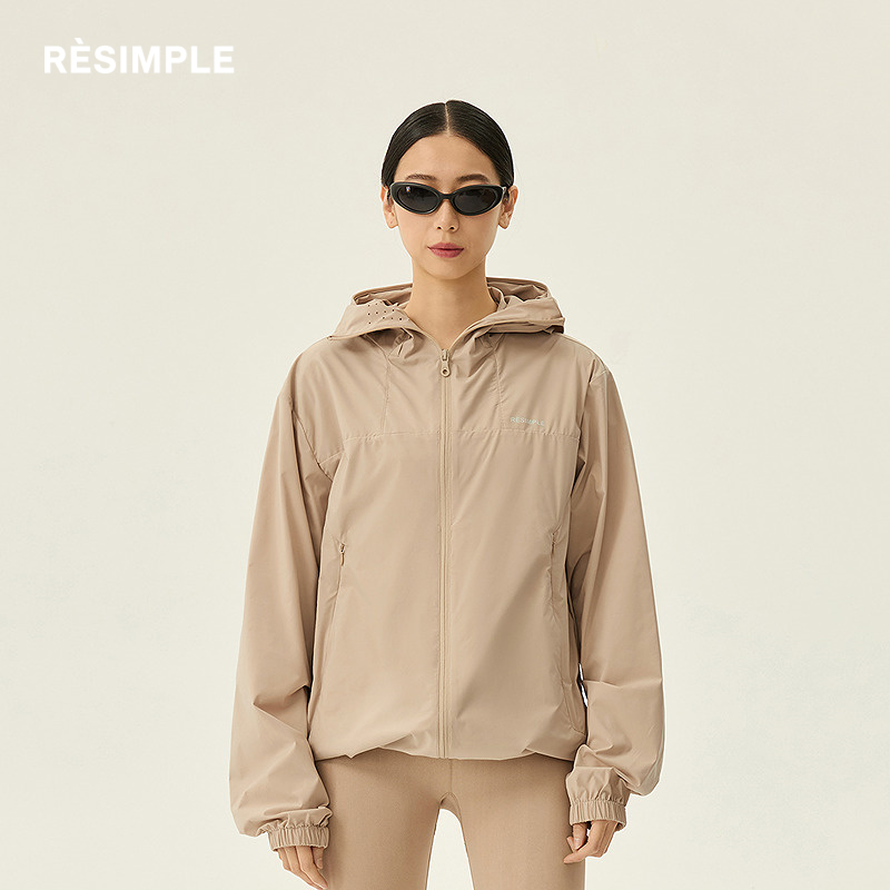 RESIMPLE简单点外套女短款宽松连帽立领透气孔上衣男轻薄休闲0624