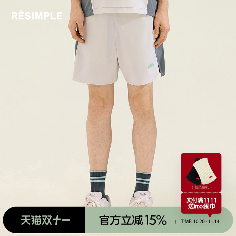 RESIMPLE简单点短裤男宽松五分裤松紧腰拼接休闲裤女0711户外系列