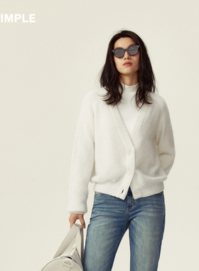 RESIMPLE简单点开衫女白色宽松外搭基础款毛衣内搭冬季新款1193