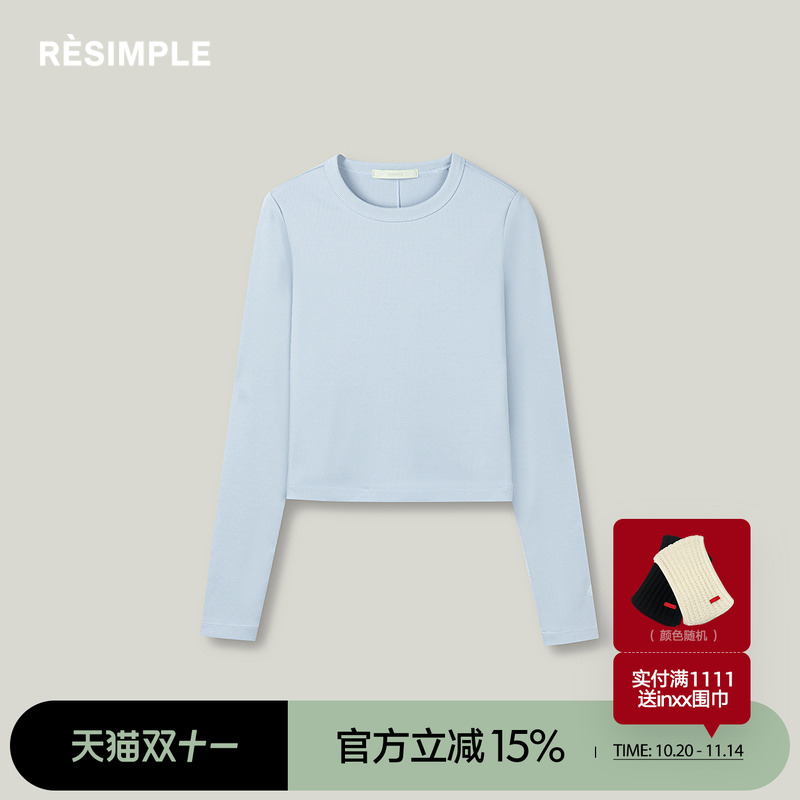 RESIMPLE简单点长袖T恤女上衣打底百搭春季0799女装