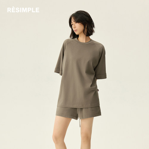 RESIMPLE简单点短袖t恤男简约基础半袖纯棉基础款上衣女夏季0690