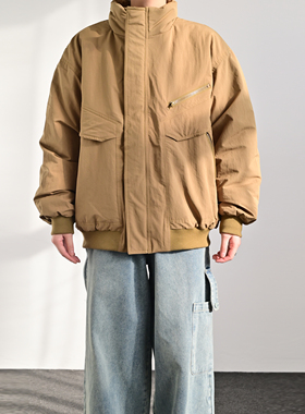 ZCBEAR美式复古学院立领大口袋工装棉衣男冬季加厚保暖百搭棉服潮