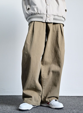 ZCBEAR 美式复古重磅水洗工装裤男秋冬潮牌宽松休闲百搭通勤长裤