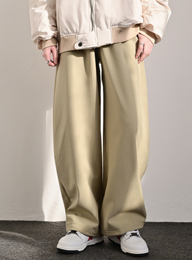 ZCBEAR复古风千鸟格加绒休闲裤男女宽松百搭高级感抗皱长裤卫裤潮