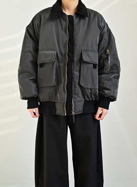 ZCBEAR美式复古工装风翻领羽绒服男冬季口袋加厚保暖羽绒外套潮牌