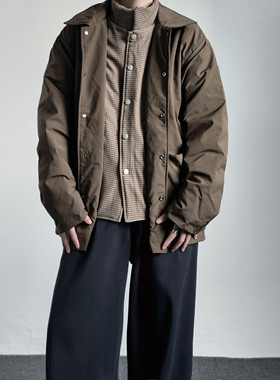 ZCBEAR复古假两件翻领加厚棉衣男冬季宽松保暖工装棉服外套潮牌