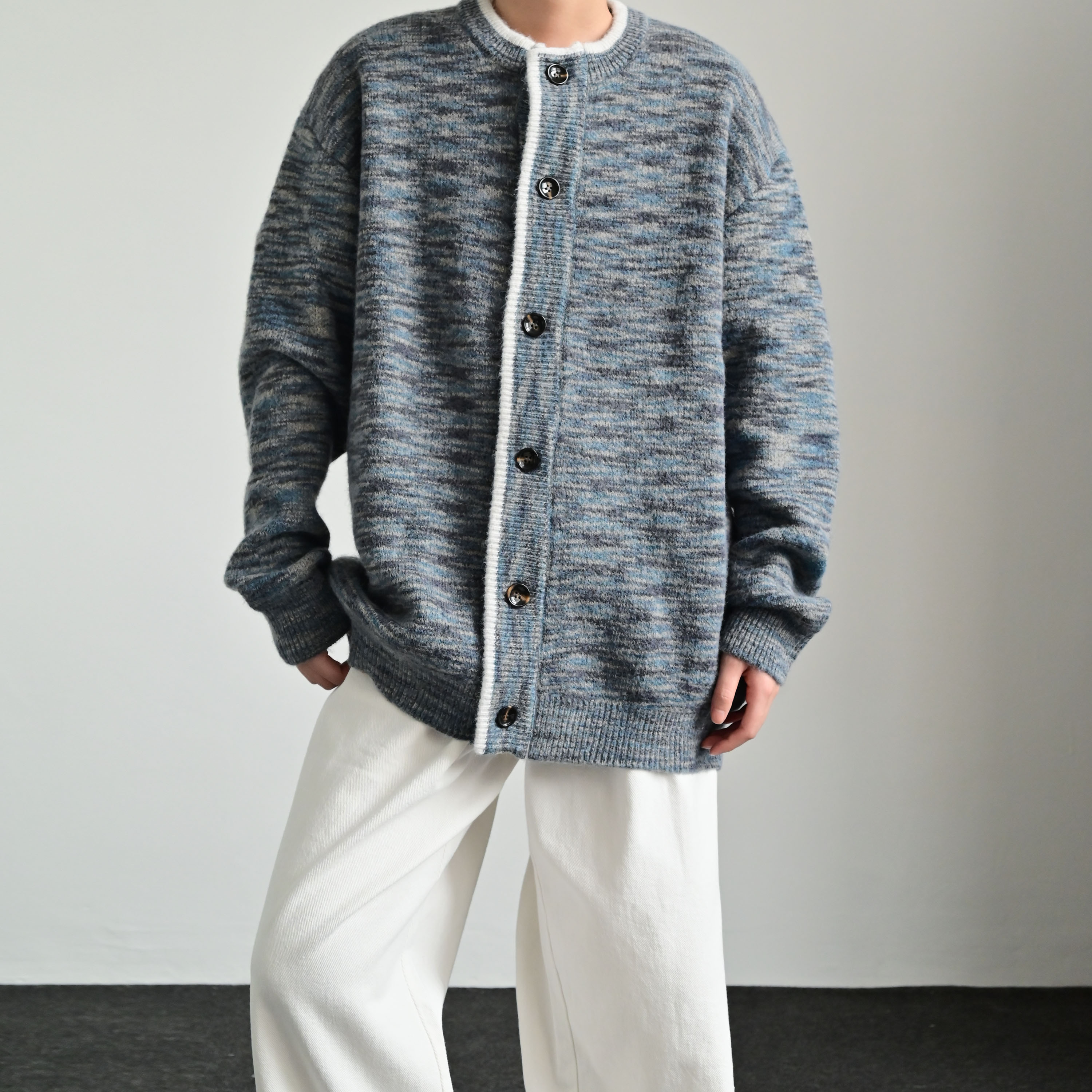 美式复古撞色拼接学院风毛衣