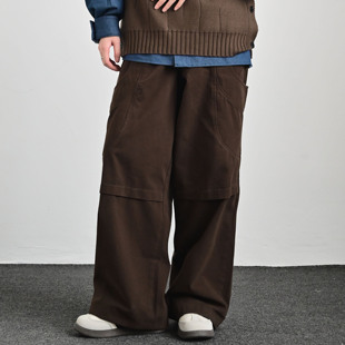 ZC原创美式复古水洗做旧工装裤男女宽松休闲百搭阔腿直筒长裤子潮