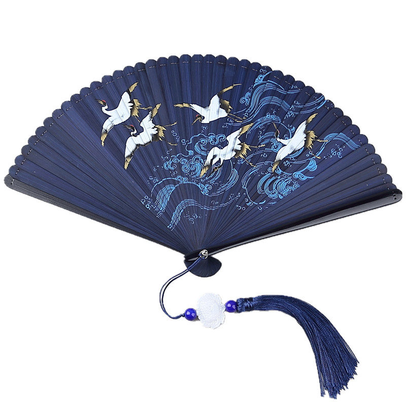 新品 全竹骨扇子折扇中国风女式手工日式古风折叠汉服舞蹈小扇随
