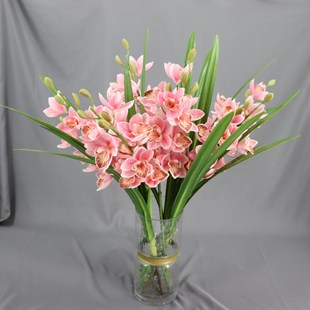 装 高仿真单枝12朵大花蕙兰仿真花贵妃惠兰假花家居软装 饰摆件摄影