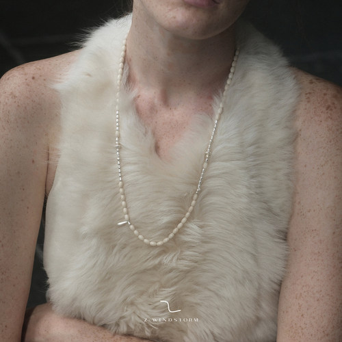 【冬季新款】白化石纯银串珠项链