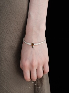 ZWINDSTORM 宝石水滴手镯 原创小众设计天然石手工银镯高级质感