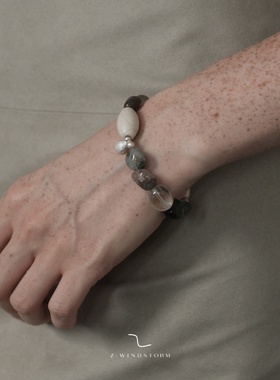 Z-WINDSTORM 无序串珠绿幽灵手链原创小众设计水晶手串空间的温度