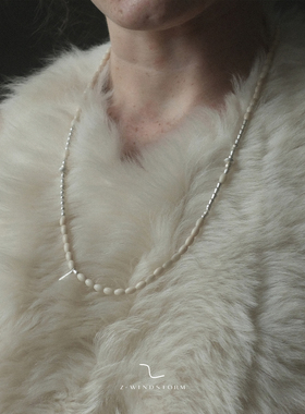 简约小众|白化石纯银串珠长项链