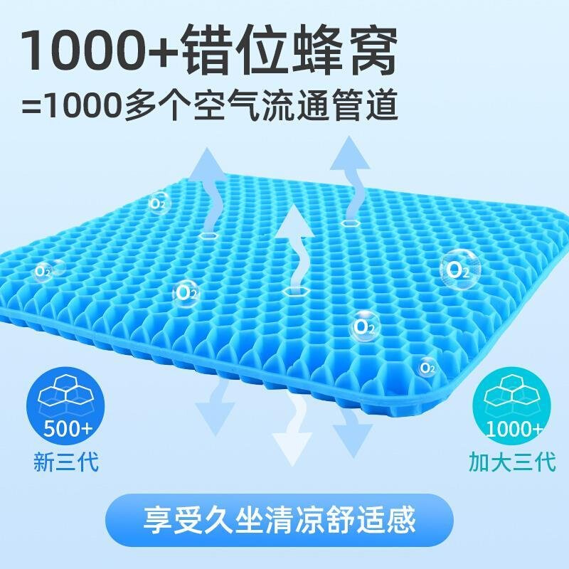 .冰垫夏季蜂窝凝胶坐垫学生办公室屁股垫降温透气凉垫汽车用清凉