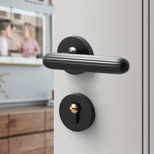 北欧黑色门锁室内卧室静音现代简约实木房门磁吸三件套家用通用i.