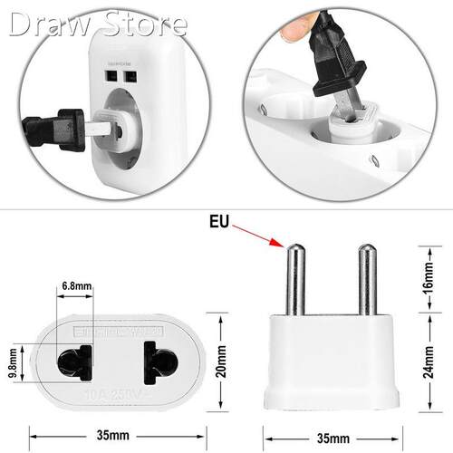 10pcs European EU KR Plug Adapter Converter China US to EU