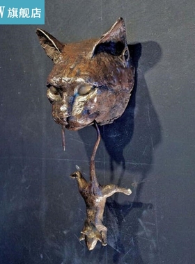 1PC Cat And Mouse Door Knocker Outdoor Garden Sculpture Wall