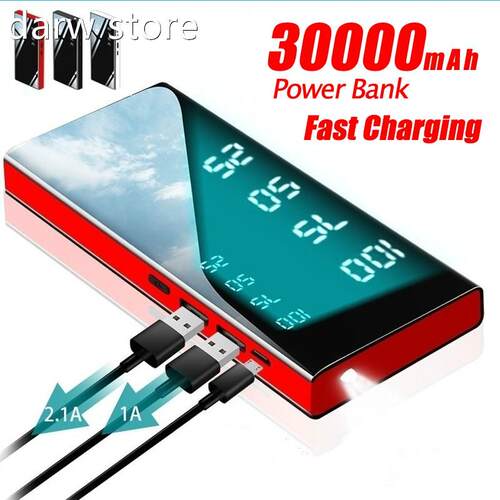 30000mAh1 Power BankPortable Miror Crhalrger Utra High  Cap