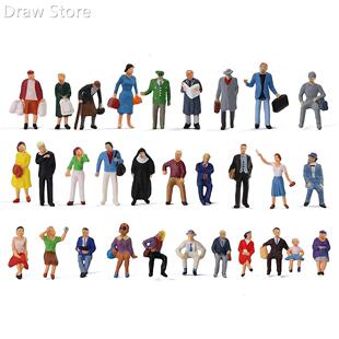 30pcs HO scale 1:87 Standing Seated Passenger People Painted