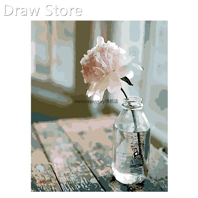 Pink Flowers Painting By Numbers Kit Acrylic Paint On Ca