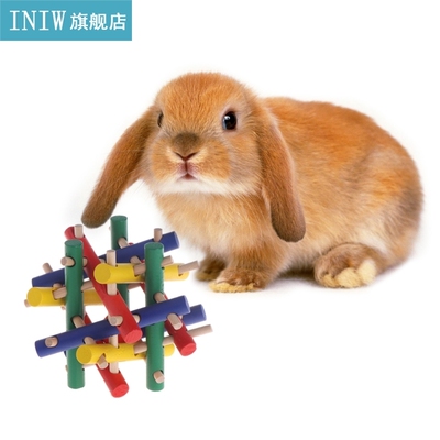 Pet Toy Colorful Wood Safety Knot Nibbler Chew Bite For Rabb