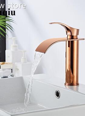 Bain Faucet Rose Gold Waterfa Faucet Brass Batlhroom Flas1uc
