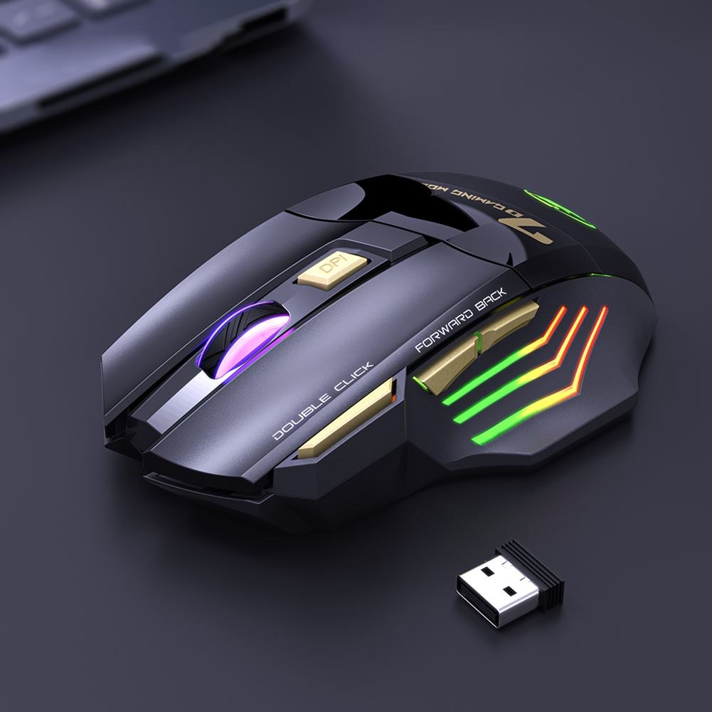 7 Buttons 2.4GHz Rechargeable RGB Wireless Mouse for Gamer P