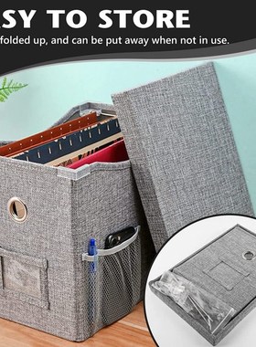 Linen File Box Collapsible Filing Organizer Portable Documen