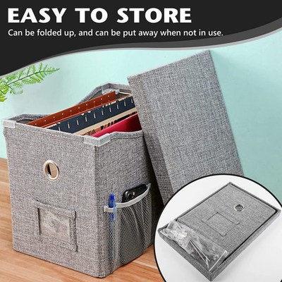 Linen File Box Collapsible Filing Organizer Portable Documen