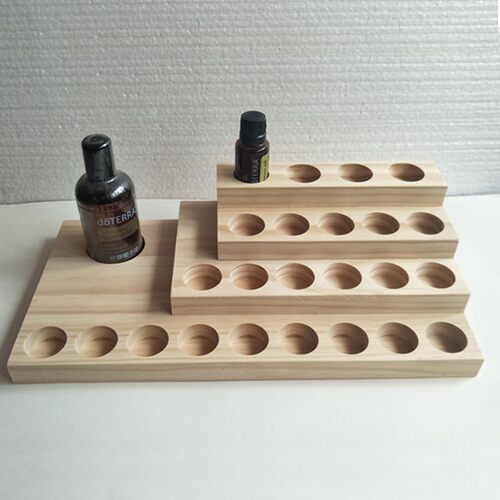 Bamboo Essential Oil Solid Wood Shelf Storage Stepped 4-Laye