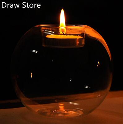 1PC 8-10cm round hollow glass candle holder wedding candlest