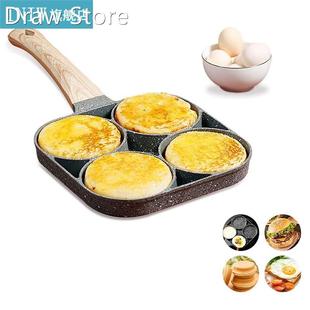 4 Hole Egg Frying Pan Non Stick Omelette Pan with Wood Hand