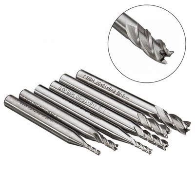 6pcs/lot 2-6mm 4 Flute Milling Cutter HSS End Mills Engravin