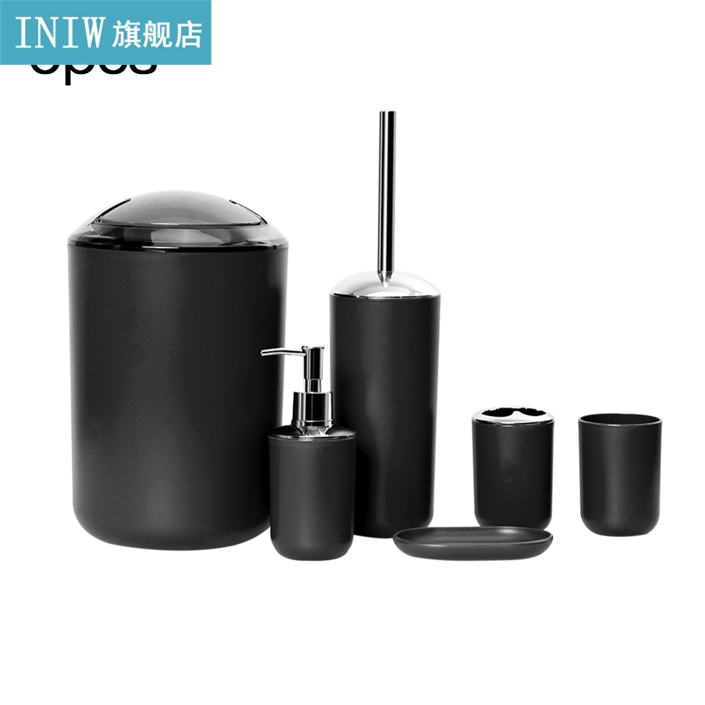 6pcs Luxury Bathroom Hardware Ccessories Set Plastic Toothbr