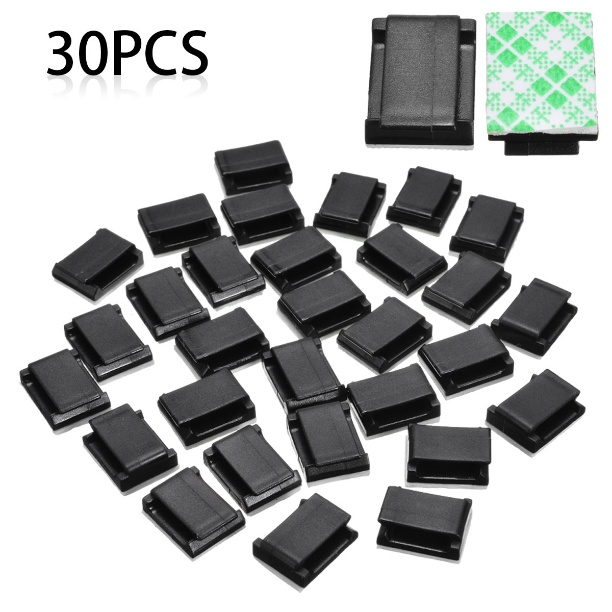 30Pcs Self-adhesive Wire Tie Cable Clamp Clips Holders Mount