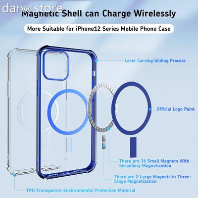 Magnaetic Platng1 TPU Case For iPohone 12 Pro Max iSupprt Mg