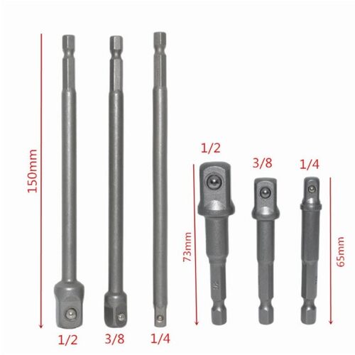 6pcs Hex Shank Wrench Drive Power Extension Drill Bit Socket