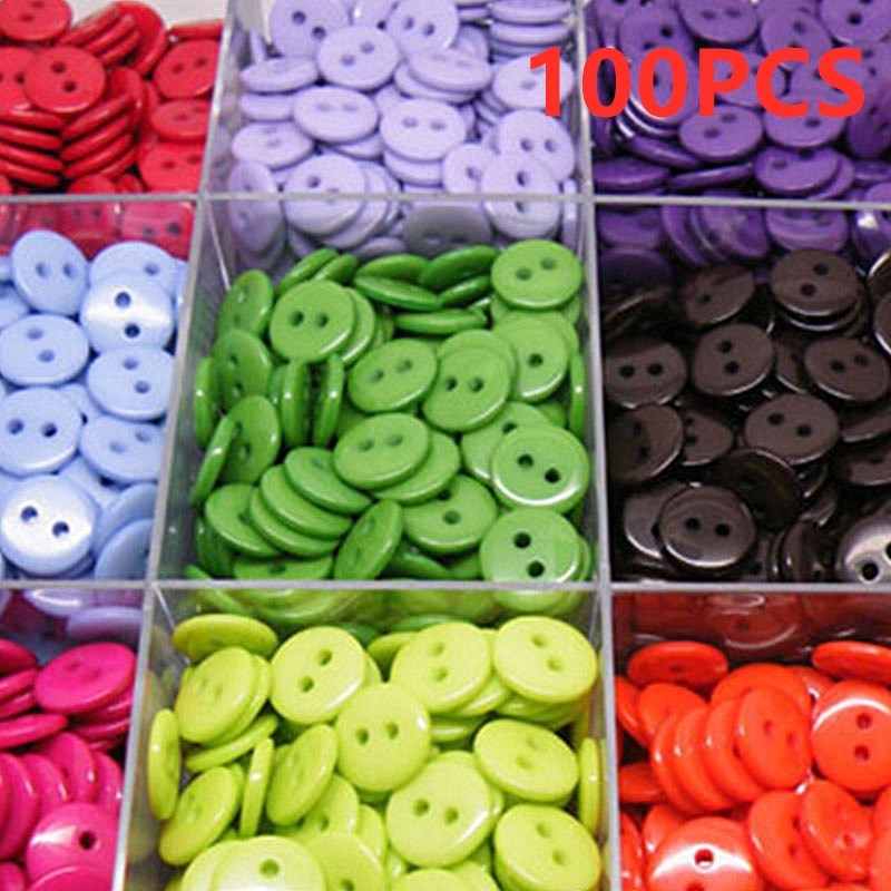 2021 Hot Random Color 2 Holes Round Shape Sewing Buttons Kid