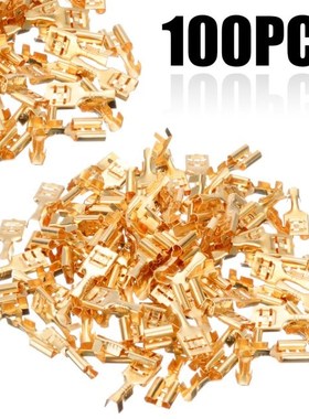 100pcs Spade Terminal Connector Uninsulated Female Spring Te