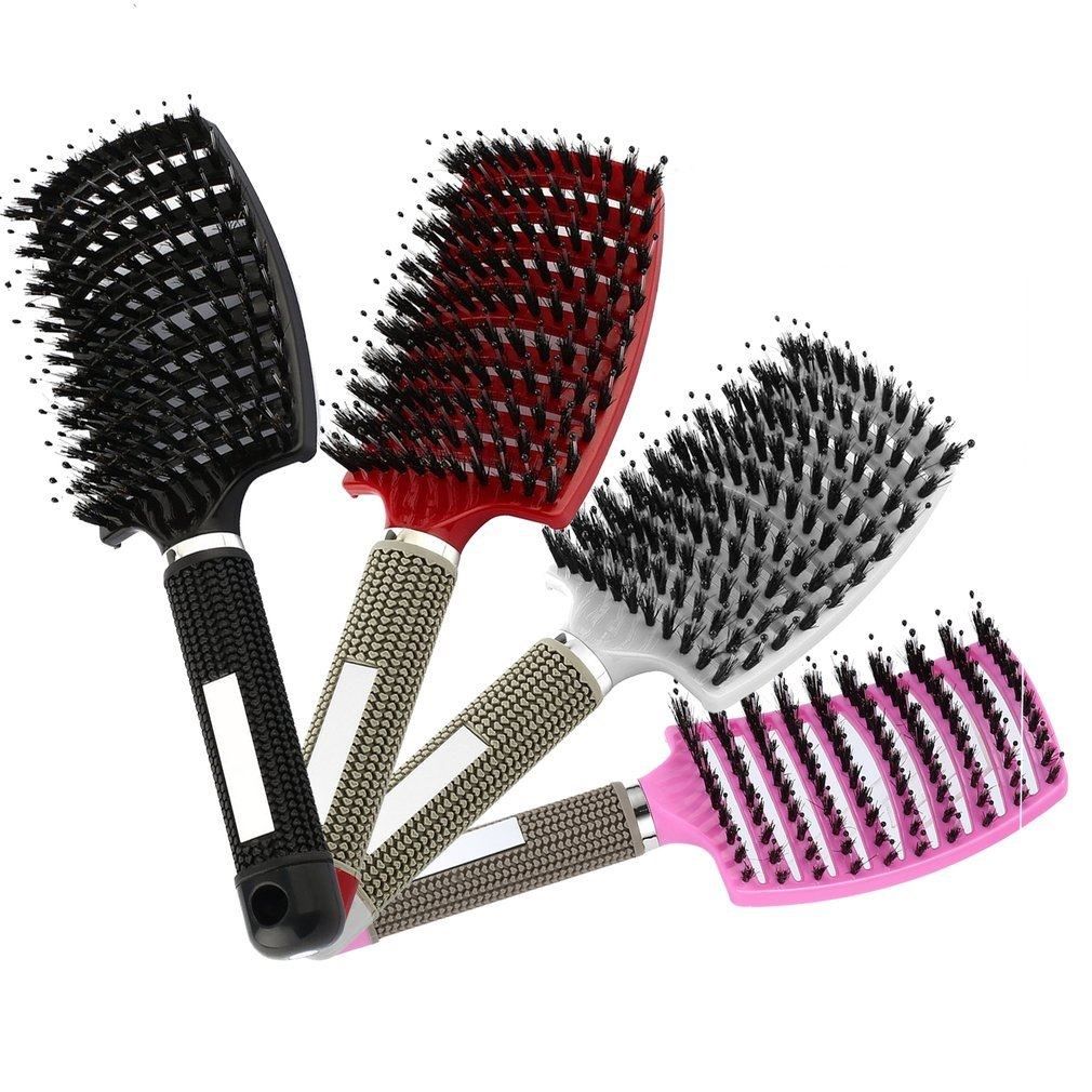 colorful women hair scalp massage comb bristle nylon hairbru