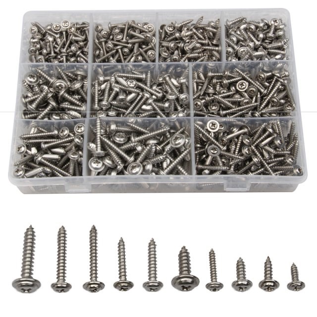 900PCS Stainless Steel Screw Cross Self-tapping Bolt PWA Wit
